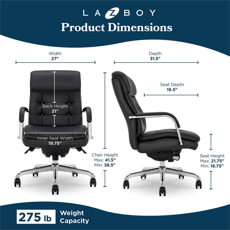 Scranton & Co Executive Mid-Back Office Chair Bonded Leather Black and Chrome