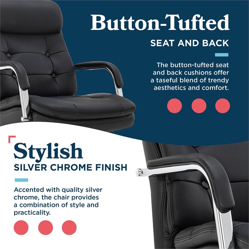 Scranton & Co Executive Mid-Back Office Chair Bonded Leather Black and Chrome