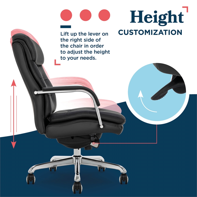Scranton & Co Executive Mid-Back Office Chair Bonded Leather Black and Chrome