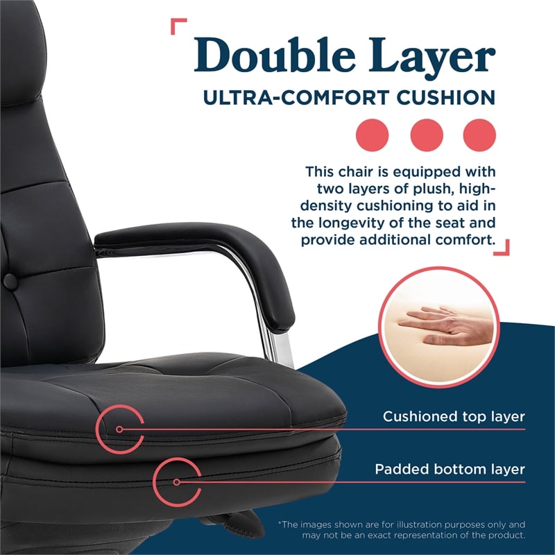 Scranton & Co Executive Mid-Back Office Chair Bonded Leather Black and Chrome