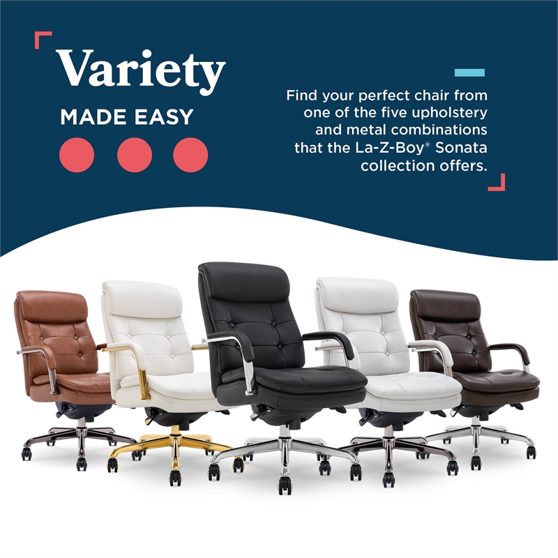 Scranton & Co Executive Mid-Back Office Chair Bonded Leather Black and Chrome