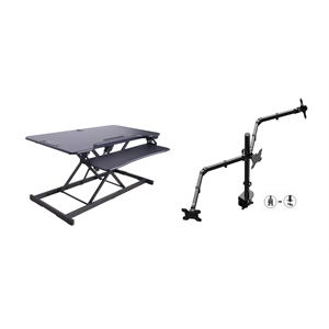 Scranton & Co 46&quot Electric Standing Desk Converter with USB and Triple Monitor