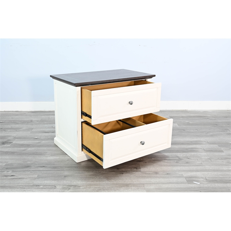 Scranton & Co 2-Drawer Two-Tone Wood File Cabinet in White and Dark Wood