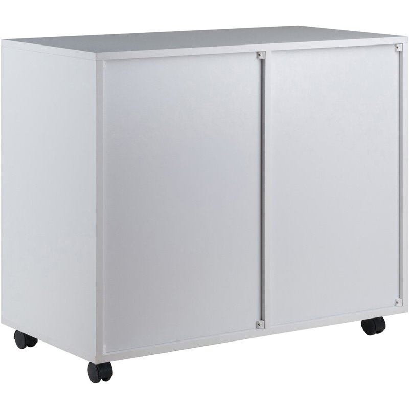 Scranton & Co Mobile 5-Drawer Storage Cabinet with Side Compartments in White