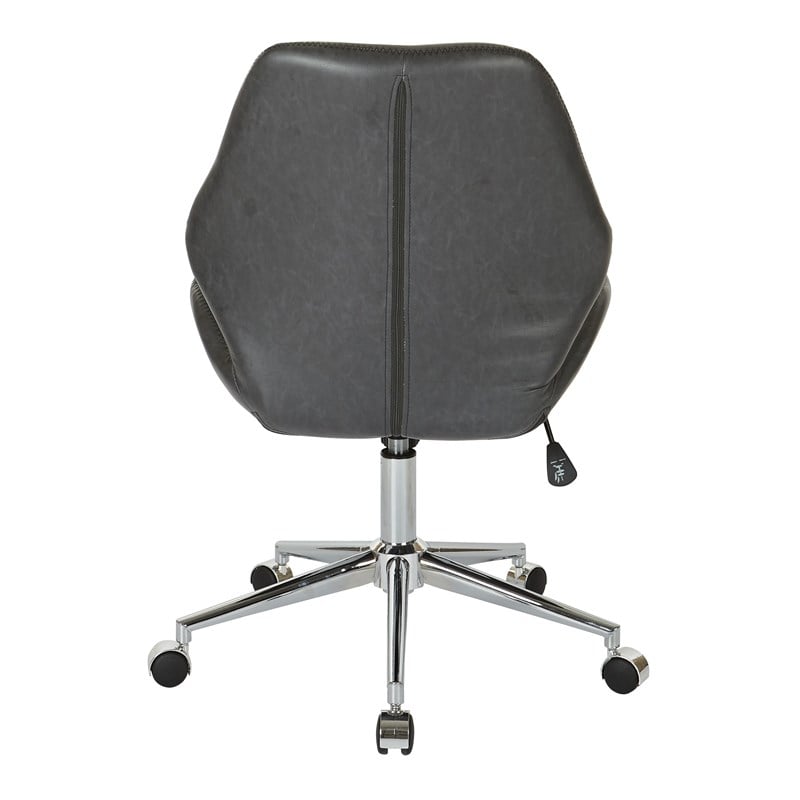Scranton & Co Faux Leather Office Chair with Chrome Base in Black