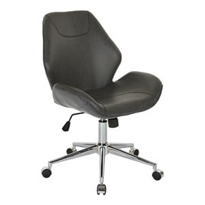 Scranton & Co Faux Leather Office Chair with Chrome Base in Black