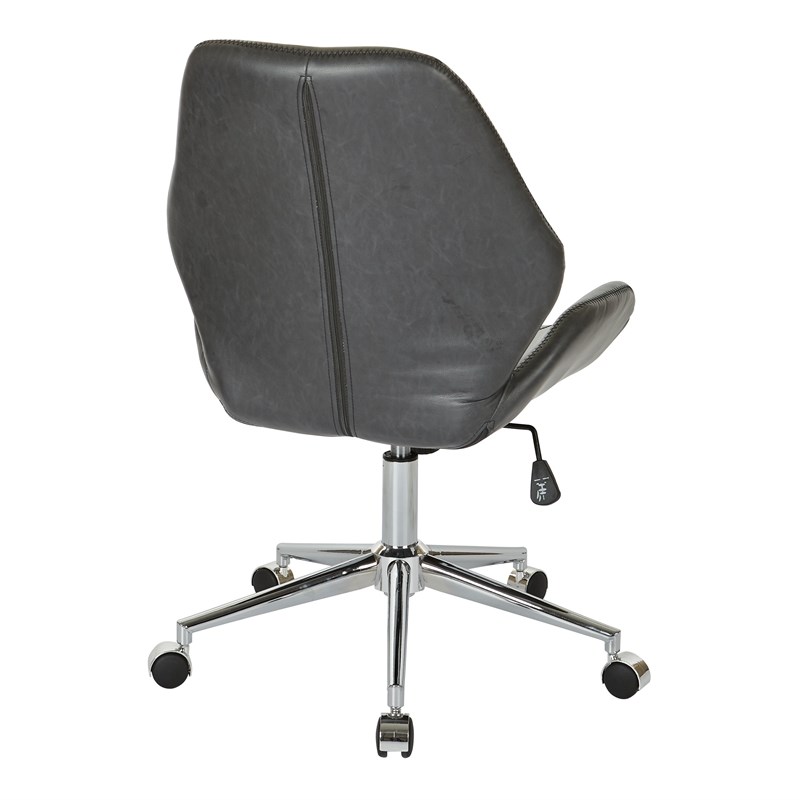 Scranton & Co Faux Leather Office Chair with Chrome Base in Black