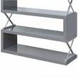 Scranton & Co 4-Shelf Glossy Gray Wood Bookcase with X Supports