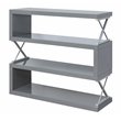 Scranton & Co 4-Shelf Glossy Gray Wood Bookcase with X Supports