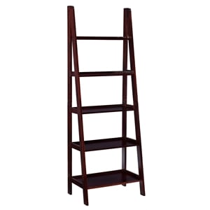 Scranton & Co Open Back 72&quot Ladder Bookshelf with 5 Shelves in Espresso