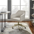 Scranton & Co Upholstered Office Chair with Gold Base and Wheels in Off White