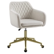 Scranton & Co Upholstered Office Chair with Gold Base and Wheels in Off White