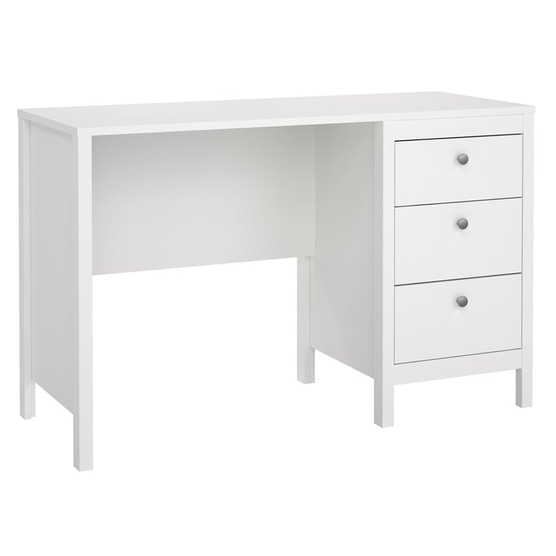 Scranton & Co Home Office Writing Desk with 3 Drawers in White