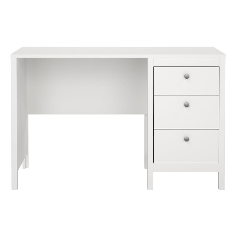 Scranton & Co Home Office Writing Desk with 3 Drawers in White