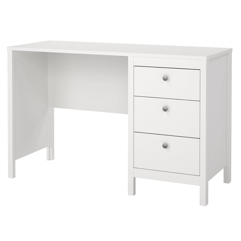 Scranton & Co Home Office Writing Desk with 3 Drawers in White