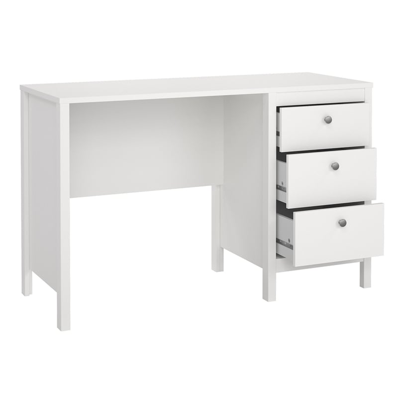 Scranton & Co Home Office Writing Desk with 3 Drawers in White