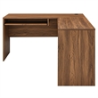 Scranton & Co MDF Wood L-Shaped Office Desk with Keyboard Tray in Walnut