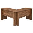 Scranton & Co MDF Wood L-Shaped Office Desk with Keyboard Tray in Walnut