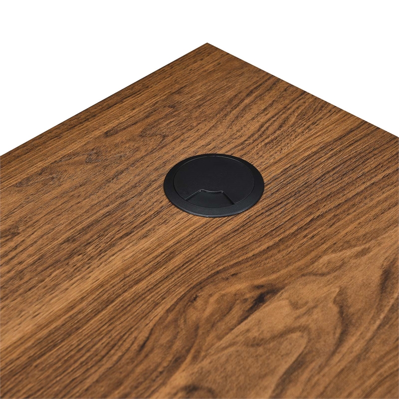 Scranton & Co MDF Wood L-Shaped Office Desk with Keyboard Tray in Walnut