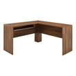Scranton & Co MDF Wood L-Shaped Office Desk with Keyboard Tray in Walnut