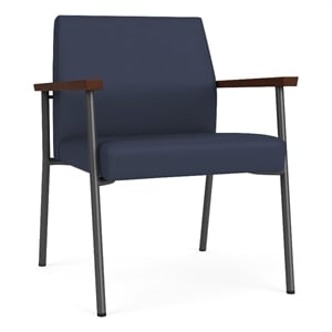 Scranton & Co Oversize Steel Guest Chair with Hardwood Arms in Charcoal and Blue