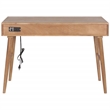 Scranton & Co Solid Wood Desk with Built-in Outlet and 2 Drawers in Brown
