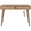 Scranton & Co Solid Wood Desk with Built-in Outlet and 2 Drawers in Brown