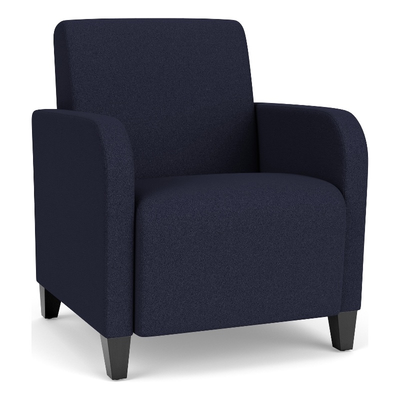 Scranton & Co Upholstered Guest Chair with Wood Legs in Black Steel and Navy