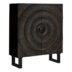 Scranton & Co Black Solid Wood Accent Cabinet with Carved Doors