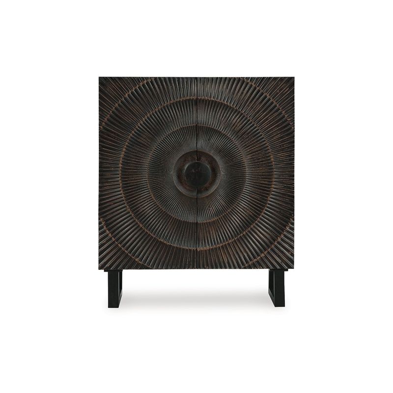 Scranton & Co Black Solid Wood Accent Cabinet with Carved Doors