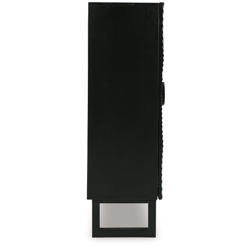 Scranton & Co Black Solid Wood Accent Cabinet with Carved Doors