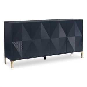 Scranton & Co Dark Blue Accent Cabinet with Goldtone Legs and 4 Doors