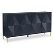 Scranton & Co Dark Blue Accent Cabinet with Goldtone Legs and 4 Doors