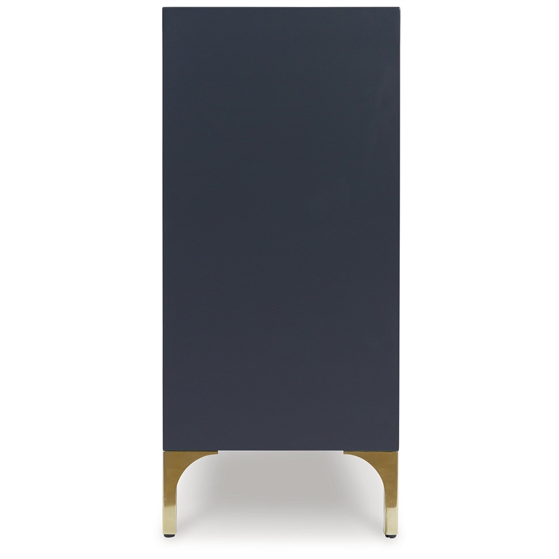 Scranton & Co Dark Blue Accent Cabinet with Goldtone Legs and 4 Doors