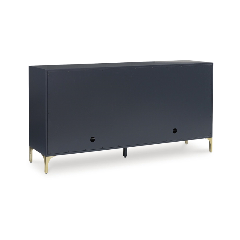 Scranton & Co Dark Blue Accent Cabinet with Goldtone Legs and 4 Doors