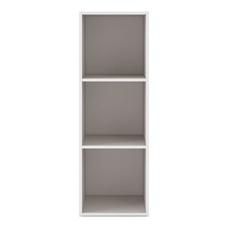 Scranton & Co Contemporary Stackable 3-Cube Wood Bookcase in Gray