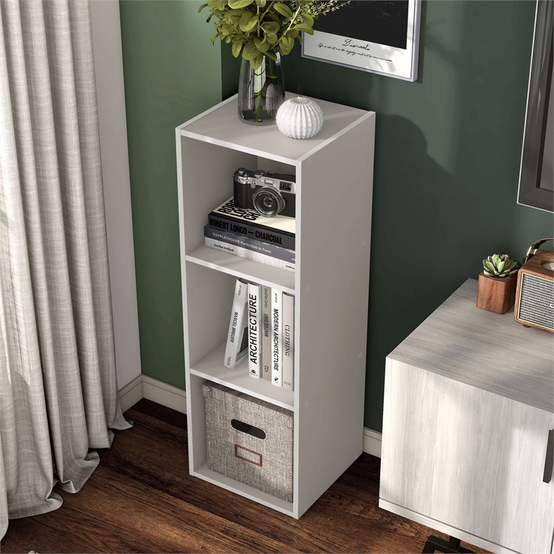 Scranton & Co Contemporary Stackable 3-Cube Wood Bookcase in Gray
