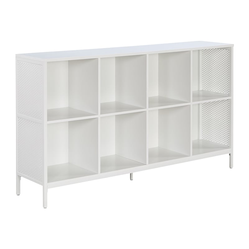 Scranton & Co Industrial 8-Cube Bookshelf with Metal Frame in White