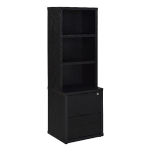 Scranton & Co 3-Shelf Bookcase with USB Charging and Locking Drawer in Black