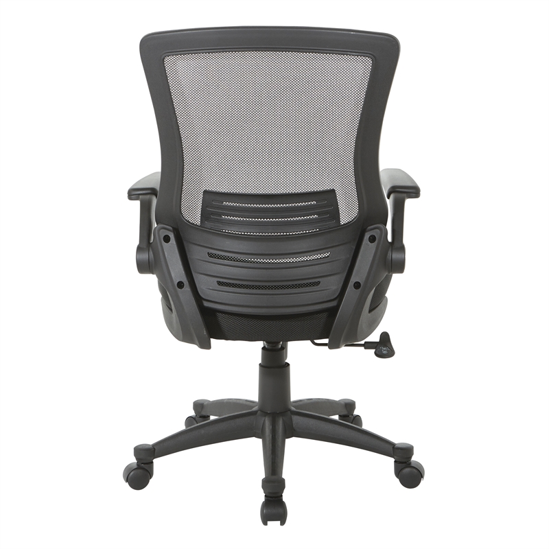 Scranton & Co Mesh Back Manager's Chair with PU Padded Flip Arms in Black