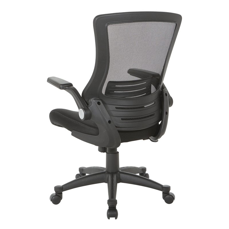 Scranton & Co Mesh Back Manager's Chair with PU Padded Flip Arms in Black