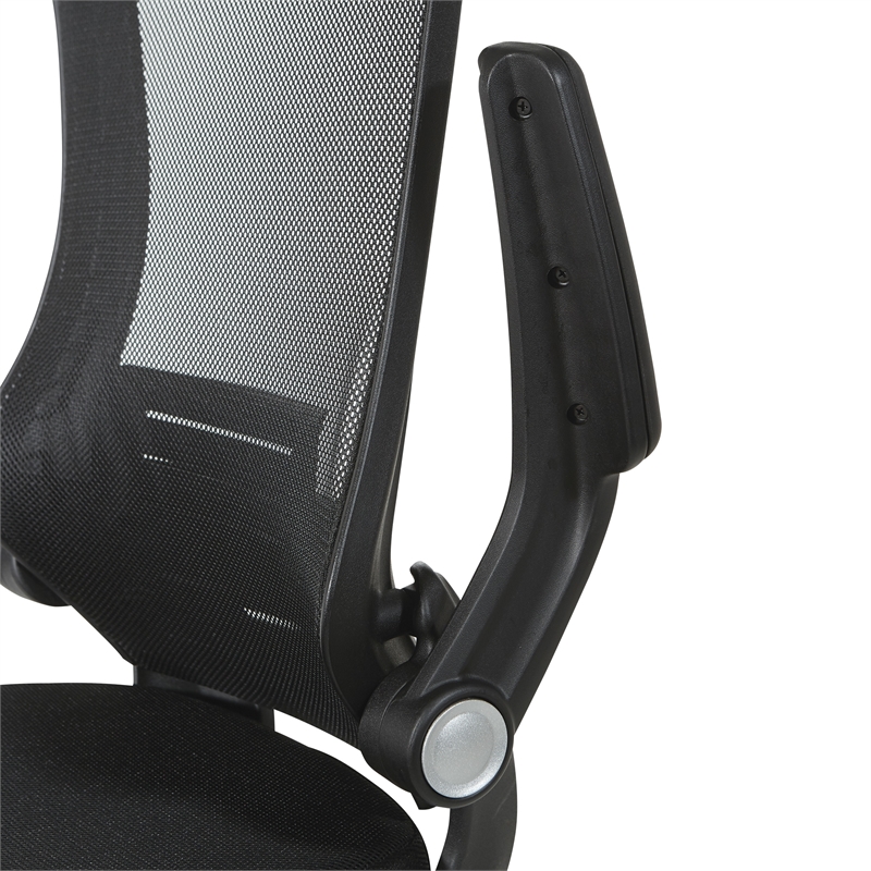 Scranton & Co Mesh Back Manager's Chair with PU Padded Flip Arms in Black