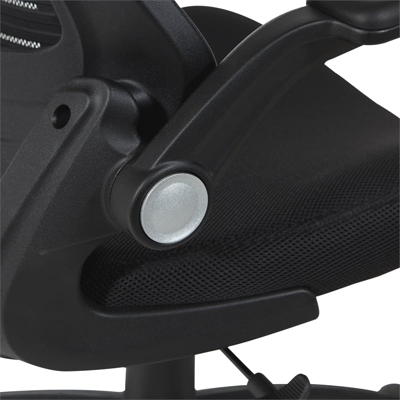 Scranton & Co Mesh Back Manager's Chair with PU Padded Flip Arms in Black