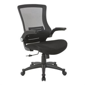 Scranton & Co Mesh Back Manager's Chair with PU Padded Flip Arms in Black