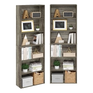 Scranton & Co Set of 2 6-Tier Bookshelf 9.5 x 24.6 x 71&quot in French Oak