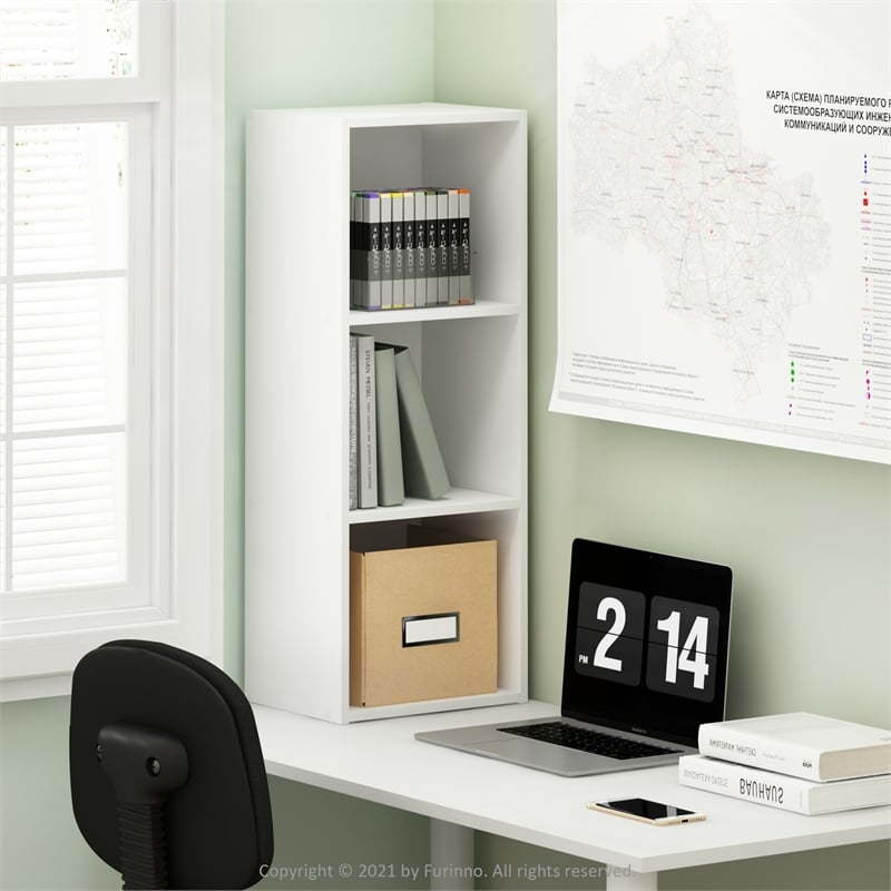 Scranton & Co 3-Tier No-Tool-Assembly Open Shelf Bookcase in White