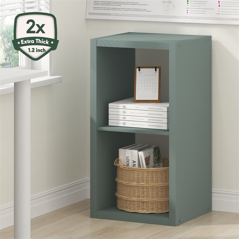 Scranton & Co Reversible 2-Cube Bookcase with Thick Frame in Sage Green