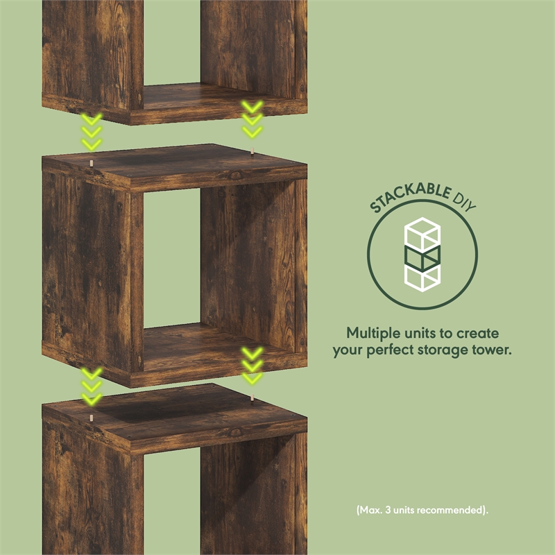 Scranton & Co Stackable 2-Tier Cube Bookcase with Open Back in Amber Pine