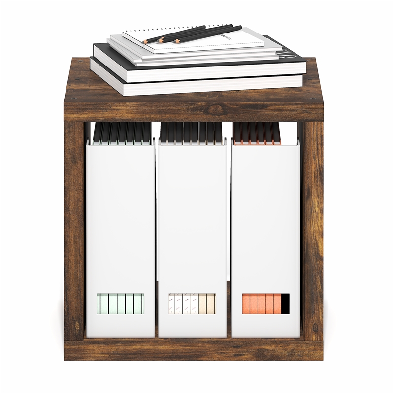 Scranton & Co Stackable 2-Tier Cube Bookcase with Open Back in Amber Pine