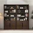 Scranton & Co 4-Shelf Bookcase Cabinet with Hidden Storage in Walnut Set of 2
